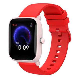 For Amazfit Pop Pro 20mm Solid Color Soft Silicone Watch Band(Red)