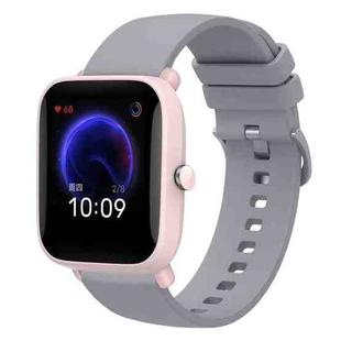 For Amazfit Pop Pro 20mm Solid Color Soft Silicone Watch Band(Grey)