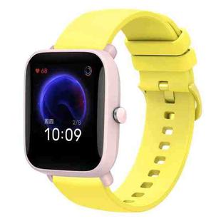 For Amazfit Pop 20mm Solid Color Soft Silicone Watch Band(Yellow)