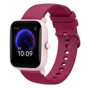 For Amazfit BIP U 20mm Solid Color Soft Silicone Watch Band(Wine Red)