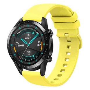 For Huawei Watch GT2 42mm 20mm Solid Color Soft Silicone Watch Band(Yellow)