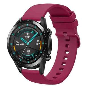 For Huawei Watch GT2 42mm 20mm Solid Color Soft Silicone Watch Band(Wine Red)