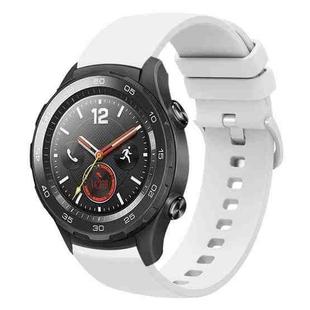 For Huawei Watch 2 20mm Solid Color Soft Silicone Watch Band(White)