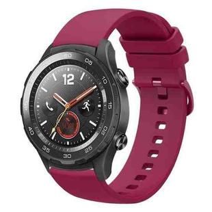 For Huawei Watch 2 20mm Solid Color Soft Silicone Watch Band(Wine Red)