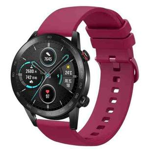 For Honor MagicWatch2 42mm 20mm Solid Color Soft Silicone Watch Band(Wine Red)