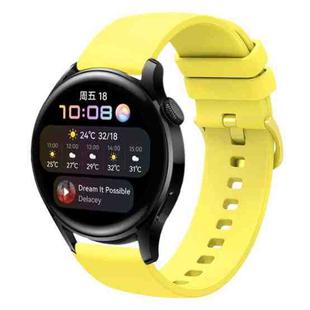 For Huawei Watch 3 22mm Solid Color Soft Silicone Watch Band(Yellow)