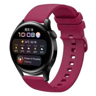 For Huawei Watch 3 22mm Solid Color Soft Silicone Watch Band(Wine Red)