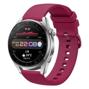 For Huawei Watch 3 Pro 22mm Solid Color Soft Silicone Watch Band(Wine Red)