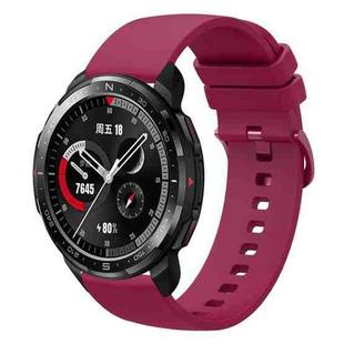 For Honor Watch GS Pro 22mm Solid Color Soft Silicone Watch Band(Wine Red)