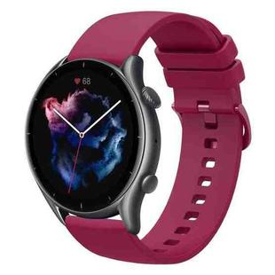 For Amazfit GTR 3 Pro 22mm Solid Color Soft Silicone Watch Band(Wine Red)