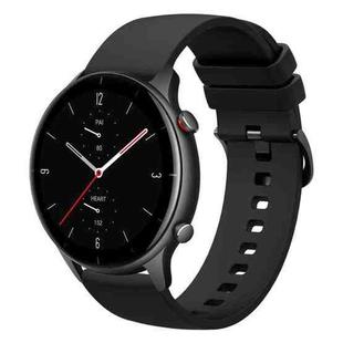 For Amazfit GTR 2e 22mm Solid Color Soft Silicone Watch Band(Black)