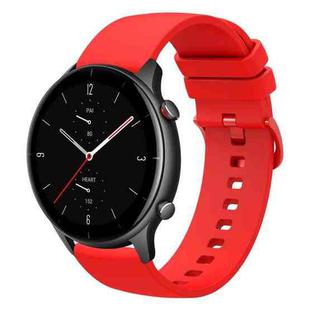 For Amazfit GTR 2e 22mm Solid Color Soft Silicone Watch Band(Red)