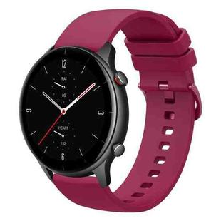 For Amazfit GTR 2e 22mm Solid Color Soft Silicone Watch Band(Wine Red)