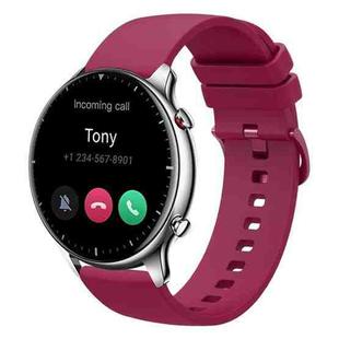 For Amazfit GTR 2 22mm Solid Color Soft Silicone Watch Band(Wine Red)
