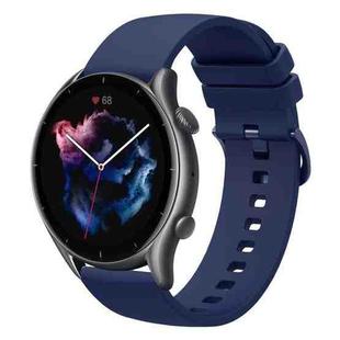 For Amazfit 3 22mm Solid Color Soft Silicone Watch Band(Navy Blue)