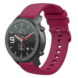 For Amazfit GTR 47mm 22mm Solid Color Soft Silicone Watch Band(Wine Red)