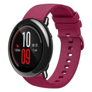 For Amazfit Pace 22mm Solid Color Soft Silicone Watch Band(Wine Red)