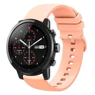For Amazfit Stratos 22mm Solid Color Soft Silicone Watch Band(Pink)