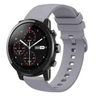 For Amazfit Stratos 22mm Solid Color Soft Silicone Watch Band(Grey)