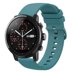 For Amazfit Stratos 22mm Solid Color Soft Silicone Watch Band(Pine Green)