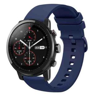 For Amazfit 2 Stratos 22mm Solid Color Soft Silicone Watch Band(Navy Blue)