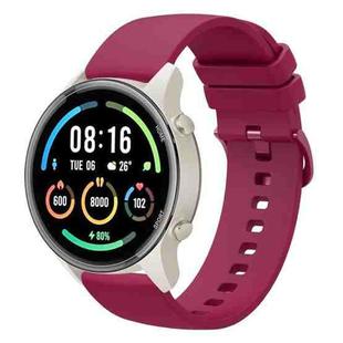 For Xiaomi Watch Sport 22mm Solid Color Soft Silicone Watch Band(Wine Red)