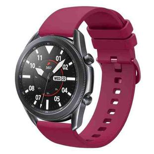 For Samsung Galaxy Watch3 45mm 22mm Solid Color Soft Silicone Watch Band(Wine Red)