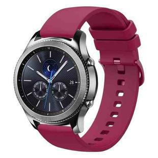 For Samsung Gear S3 Classic 22mm Solid Color Soft Silicone Watch Band(Wine Red)