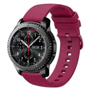 For Samsung Gear S3 Frontier 22mm Solid Color Soft Silicone Watch Band(Wine Red)