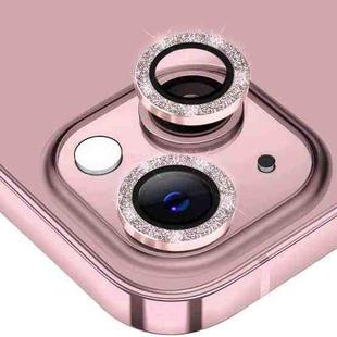 For iPhone 14 / 14 Plus ENKAY Glitter Rear Lens Aluminium Alloy Tempered Glass Film(Pink)