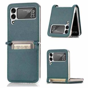 For Samsung Galaxy Z Flip4 JUNSUNMAY Card Holder Folding PC Leather Phone Case(Green)