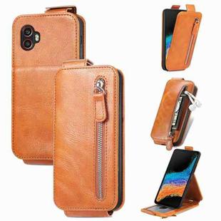 For Samsung Galaxy Xcover6 Pro Zipper Wallet Vertical Flip Leather Phone Case(Brown)