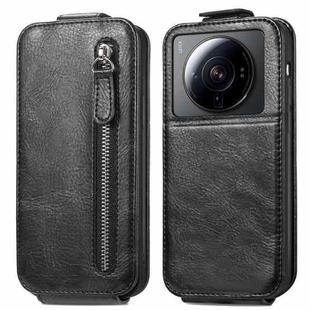 For Xiaomi 12S Ultra Zipper Wallet Vertical Flip Leather Phone Case(Black)