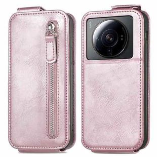 For Xiaomi 12S Ultra Zipper Wallet Vertical Flip Leather Phone Case(Pink)