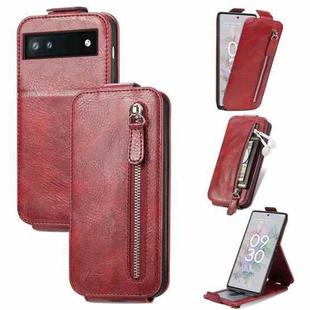 For Google Pixel 6a Zipper Wallet Vertical Flip Leather Phone Case(Red)