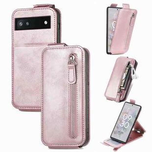 For Google Pixel 6a Zipper Wallet Vertical Flip Leather Phone Case(Pink)