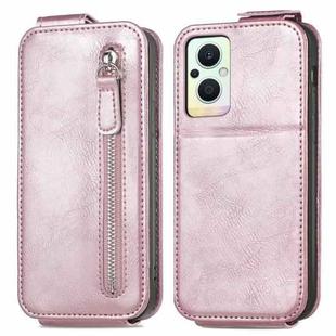 For OPPO Reno8 Lite Zipper Wallet Vertical Flip Leather Phone Case(Pink)