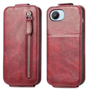 For Realme C30 Zipper Wallet Vertical Flip Leather Phone Case(Red)