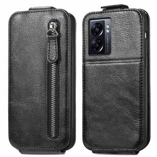 For OPPO  A77 Zipper Wallet Vertical Flip Leather Phone Case(Black)