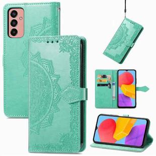 For Samsung Galaxy M13 4G Mandala Flower Embossed Leather Phone Case(Green)