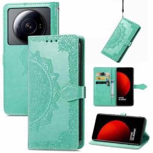 For Xiaomi 12S Ultra Mandala Flower Embossed Leather Phone Case(Green)