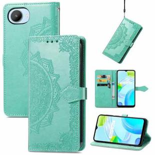 For Realme C30 Mandala Flower Embossed Leather Phone Case(Green)