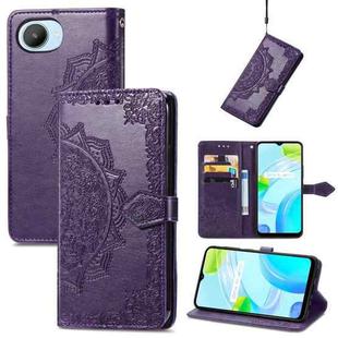 For Realme C30 Mandala Flower Embossed Leather Phone Case(Purple)