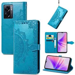 For OPPO A77 Mandala Flower Embossed Leather Phone Case(Blue)