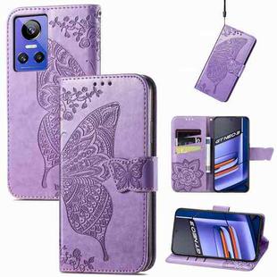 For Realme GT Neo 3 Butterfly Love Flower Embossed Flip Leather Phone Case(Light Purple)