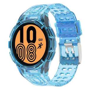 For Samsung Galaxy Watch4 44mm Armor Integrated TPU Double-Pin Buckle Smart Watch Band(Transparent Blue)