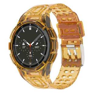 For Samsung Galaxy Watch4 Classic 46mm Armor Integrated TPU Double-Pin Buckle Smart Watch Band(Transparent Orange)