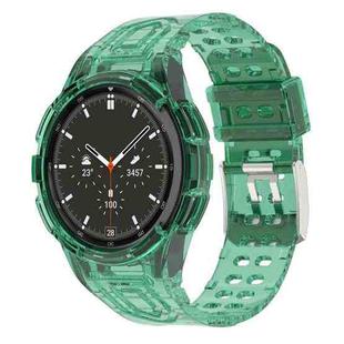 For Samsung Galaxy Watch4 Classic 46mm Armor Integrated TPU Double-Pin Buckle Smart Watch Band(Transparent Green)