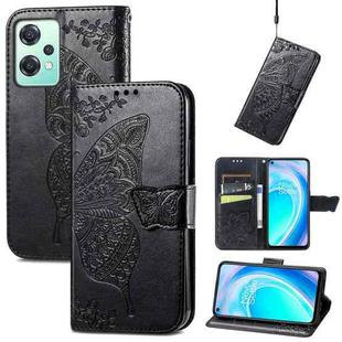 For OnePlus Nord CE 2 Lite 5G Butterfly Love Flower Embossed Flip Leather Phone Case(Black)