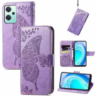 For OnePlus Nord CE 2 Lite 5G Butterfly Love Flower Embossed Flip Leather Phone Case(Light Purple)